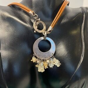 Sterling silver genuine leather toggle necklace